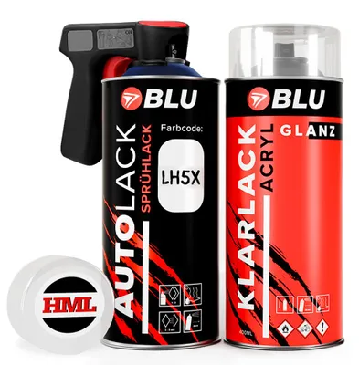Produktbild von BLU Spraydosen LH5X blau NightBlue Basislack + Klarlack Autolack für VW Set