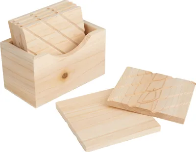 Produktbild von VBS Holzbox mit 6 Untersetzern, Kiefernholz