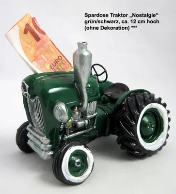 Produktbild von Spardose Traktor Nostalgie, grün/schwarz, ca. 12 cm hoch