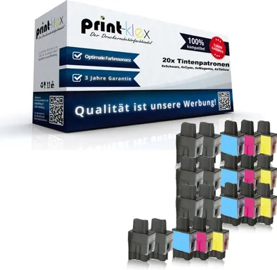 Produktbild von Print-Klex 20x kompatible Tintenpatronen kompatibel mit Bother LC900 MFC 410C MFC 410CN MFC 420C MFC 420CN MFC 422C MFC 425 MFC 425CN - Sparpack - Print Office Serie - LC900BK LC900C LC900M LC900Y