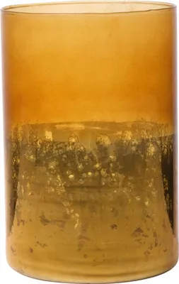 Produktbild von INNA-Glas Maxi Teelichtglas Rigoberto, Boden Gold, orange-braun-klar, 15 cm, Ø 10 cm - Teelichthalter