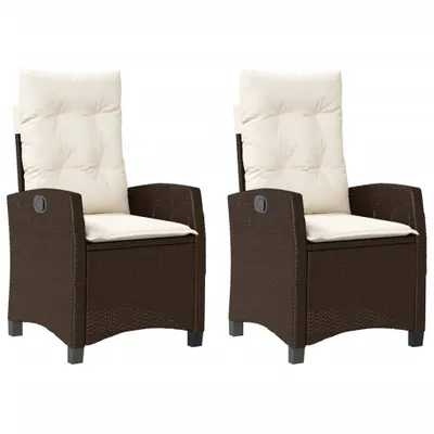 Produktbild von Gartensessel mit Kissen 2 Stk. Verstellbar Braun Poly Rattan