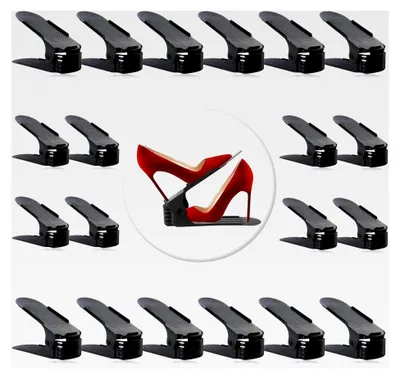 Produktbild von 20 Stück Schuhstapler, platzsparender Schuhorganizer mit rutschfestem Design und 4-stufiger Höhenverstellung, Schwarz