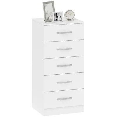 Immagine prodotto di Cassettiera 5 Cassetti dallo Stile Moderno, in Truciolato, 40x35x85 cm, Bianco