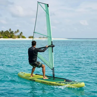 Produktbild von Aufblasbares SUP-Board mit Segel POSEIDON 330 x 76 x 15 cm Grün - Stand Up Paddle Boards c3341