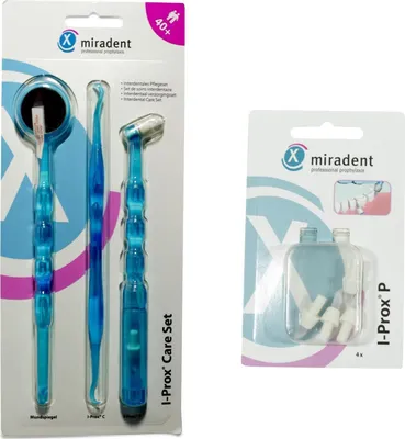 Produktbild von Miradent I Prox Care Set - Interdental Pflegeset + 4 Ersatzbürsten für die Büschelbürste