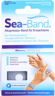 Produktbild von Sea-Band Akupressurband für Erwachsene grau bei Übelkeit, 2 St. Bänder