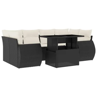 Produktbild von vidaXL 7-tlg. Garten-Sofagarnitur mit Kissen Schwarz Poly Rattan