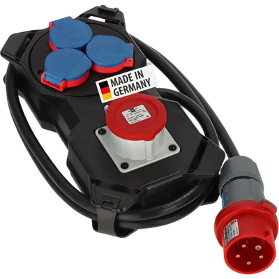 Produktbild von Brennenstuhl 1151610020, 2 m, Draußen, IP44, Gummi, Kunststoff, Schwarz, Blau, Rot, 4 AC-Ausgänge