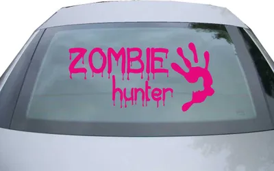 Produktbild von Indigos UG - Aufkleber Heckscheibe & Motorklappe DE6253 - pink - 600x285 mm - zombie huter - Auto Scheiben Fenster Heckklappe Tuning Racing JDM - Die cut