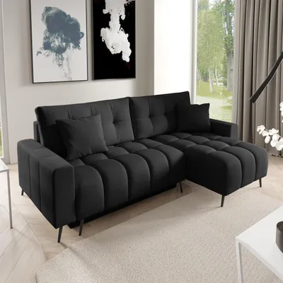 Produktbild von Ecksofa DENVER Anthrazit, L-Form - mit Schlaffunktion, Bettkasten & universeller Ottomane