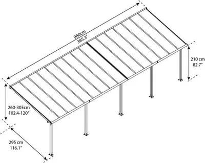 Obrázek produktu pro Střecha na terasu Palram - Canopia Olympia 3x9,71 980 x 295 cm bílá