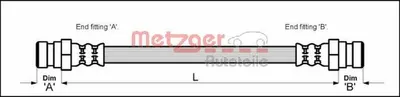 Produktbild von METZGER 4113287 Bremsschlauch für RENAULT ESPACE II (J/S63) ESPACE I (J11) 18 (134) Fuego Schrägheck