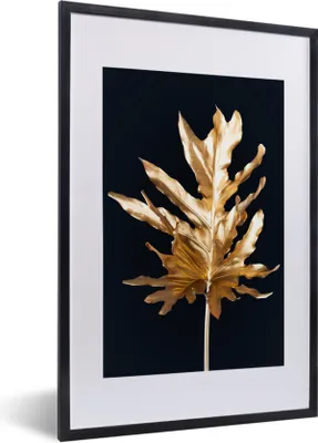 Produktbild von MuchoWow® MuchoWow® Gerahmtes Poster Schwarz und Gold - Blätter - Chic 40x60 cm - Poster mit zchwarzem Bilderrahmen - Poster in Rahmen