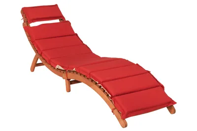 Produktbild von Merxx Gartenliege "Ipanema" - Eukalyptus, inkl. Auflage rot/beige