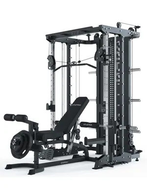 Produktbild von ATLETICA KSK Multipresse Set | SCORE | Set aus KSK Multipresse & X-Bench Hantelbank mit Optionen für Arm- und Beintraining | 2 x 90 kg Weight Stack