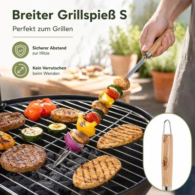 Produktbild von Grillspieß V-förmig 55 cm aus Edelstahl mit Eschenholzgriff