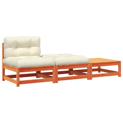 Produktbild von vidaXL Gartensofa ohne Armlehnen mit Kissen und Hockern