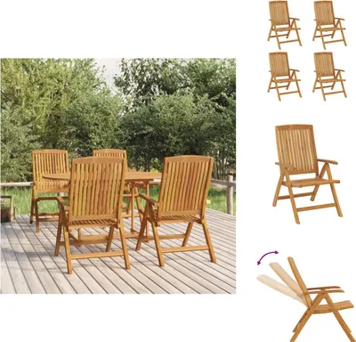 Produktbild von vidaXL Gartenstühle 4 Stk. Verstellbar Massivholz Teak - Gartenstühle