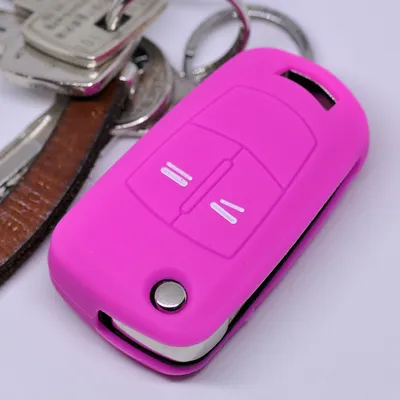 Produktbild von Auto Schlüssel Hülle Silikon Schutz Cover Pink kompatibel mit OPEL Astra Vectra Corsa Zafira Signum bis 2008 2 Tasten Klappschlüssel