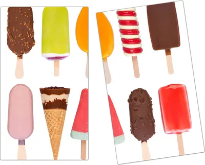 Produktbild von Spritzschutz Herdabdeckplatte Schneidebrett aus Glas Eis und Eis am Stiel 2-Teilig (60x52cm)