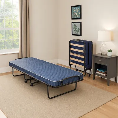Produktbild von Platzsparendes Klappbett Ada, Kinderbett mit Lattenrost und Matratze inklusive, Bett mit Rollen, 100 % Italy, 80x190x37 cm, Anthrazit