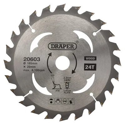 TCT Cirkelzaagblad 165x20 mm, 24 Zähne für Holz