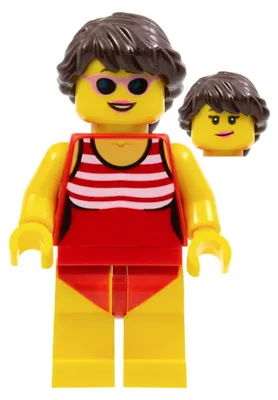 Productafbeelding van LEGO Minifiguur: Vrouwelijk strandbezoeker met rood badpak – Stad (twn336) – nieuw