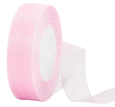 Productafbeelding van Organzaband hellroze 45 meter breed 25 mm voor decoratie en verpakking