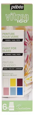 Produktbild von Pebeo Vitrea 160 Glasmalfarben-Set 6 x 20 ml - glänzend