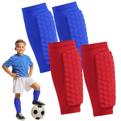 Produktbild von 2 Paar Sport Schienbeinschutz für Kinder, Schienbeinschoner mit Wabenpads, Atmungsaktiv und Rutschfest, Geeignet für Fußball, Ski, Radfahren und