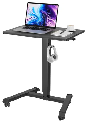 Productafbeelding van Verstelbaar bureau Staand bureau 65 x 45 cm - Verrijdbaar - Hoogte 72 tot 112 cm - Vier wielen