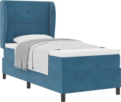 Immagine prodotto di Letto a molle con materasso Blu Scuro 200 x 90 cm Velluto