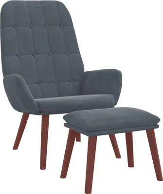 Produktbild von vidaXL Relaxsessel mit Hocker Dunkelgrau Samt