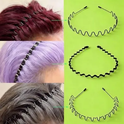Produktbild von 6 Metall-Haarreifen für Damen und Herren, leicht, rutschfest und verstellbar, schwarzes Metall-Stirnband für Outdoor-Sport und Yoga