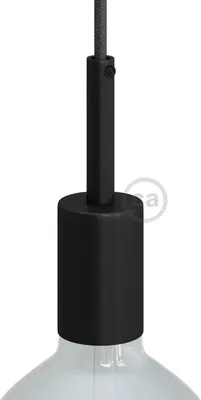 Immagine prodotto di Creative-Cables Kit portalampada E27 cilindrico in Metallo con serracavo da 7 cm - Nero