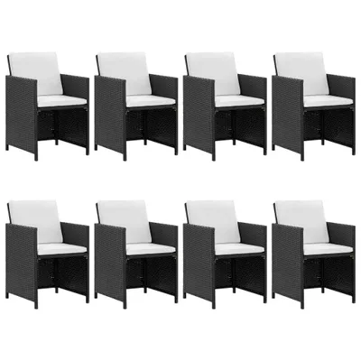 Image de vidaXL Salon de jardin 9 pièces avec coussins Poly rotin noir