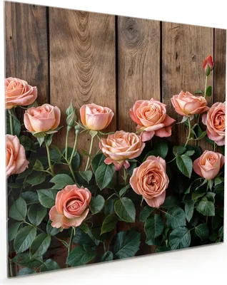Produktbild von Küchenrückwand Spritzschutz Glas mit Motiv Rosen Holzhintergrund 40 x 40 cm