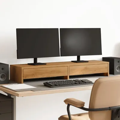 Produktbild von "2026 Promotion" Monitorständer mit Schubladen Artisan-Eiche 100x27x15 cm - Monitorständer CC31441