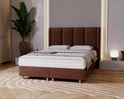 Obrázek produktu pro Čalouněná dvojlůžková postel 180x200 KENBRIDGE - hnědá 1