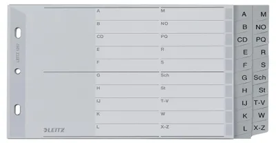 Produktbild von LEITZ Kunststoff Register A-Z A5 quer PP 20-teilig grau