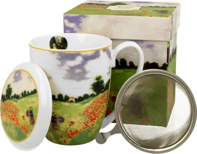 Produktbild von DUO ART GALLERY Becher 380 ml POPPY FIELD mit Teesieb, New Bone China Porzellan
