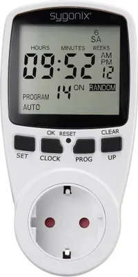 Produktbild von Sygonix 1625525 Steckdosen-Zeitschaltuhr digital Wochenprogramm 3680 W Timer-Funktion, START/STOPP-Funktion, Zufallsfun