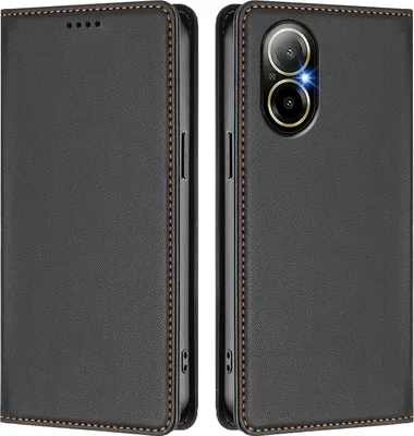 Immagine prodotto di Custodia in pelle per Realme C67 4G/Realme 12 Lite, custodia a libro magnetica in Finto cuoio con supporto, nera