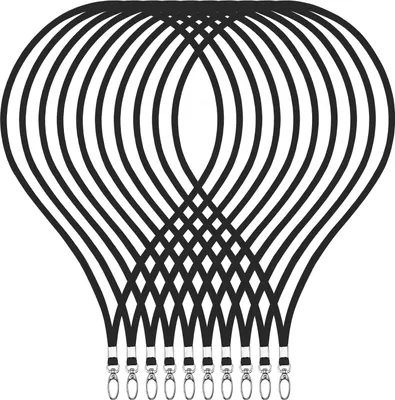 Produktbild von 10 unbedruckte Schlüsselbänder Schwarz Lanyard edel glänzend 1cm breit Umhängeband für Ausweis Kartenhalter Schutzhüllen Schlüsselband