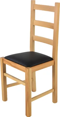 Produktbild von t m c s Tommychairs - Stuhl RUSTICA für Küche und Esszimmer, robuste Struktur aus Buchenholz, in der Farbe Naturfarben lackiert und gepolsterte Sitzfläche mit schwarzem Kunstleder bezogen