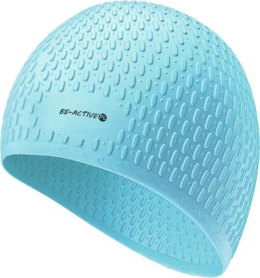 Produktbild von Badehaube, Silikon Schwimmkappe, Universalgröße, Sporthaube für Damen Herren, Kinder Blau