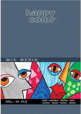 Zdjęcie produktu dla Blok Happy Color Mix Media A4 200g 25 arkuszy