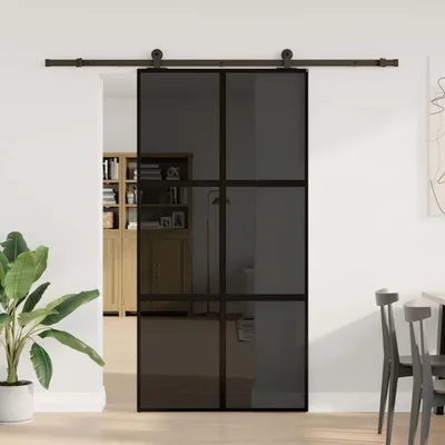 Produktbild von vidaXL Schiebetür mit Beschlag 102,5x205 cm Hartglas & Aluminium