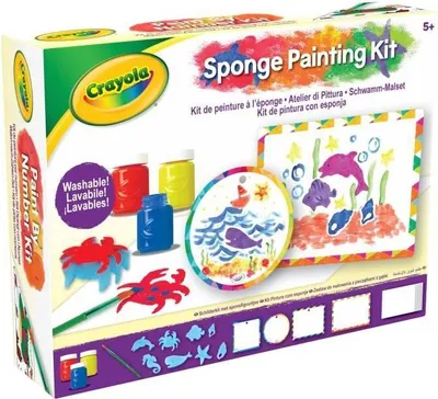Immagine prodotto di CRAYOLA Set di pittura con spugna per bambini dai 5 anni in su, 6 sagome, colori lavabili, cornice inclusa